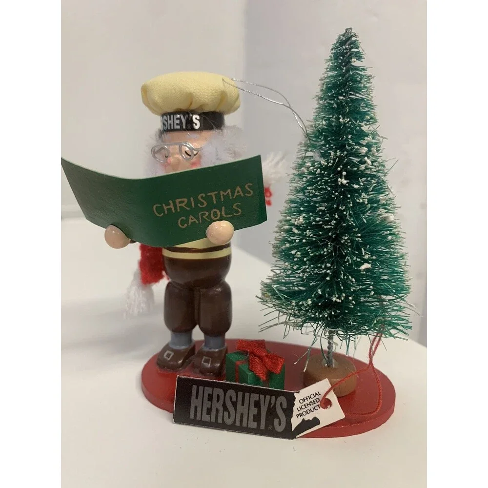 1993 Kurt Adler Wood Christmas Carol Ornament Hersheys Chocolate Elf Singing